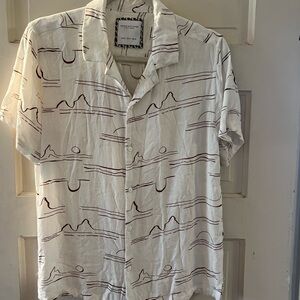 Denim & Flower Cream Shirt with Brown Accents